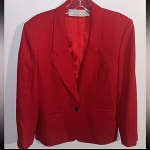 Evan Picone Blazer Size 10 Jacket One Button Lined Red Womens